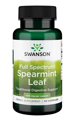[SW1261] Swanson Spearmint Leaf 400mg. Hoja De Hierbabuena, 60 Cáps. 